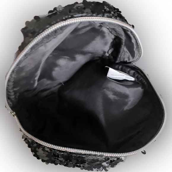 Black Sequin Zip Cosmetic Bag or Clutch - Picture 4 of 5